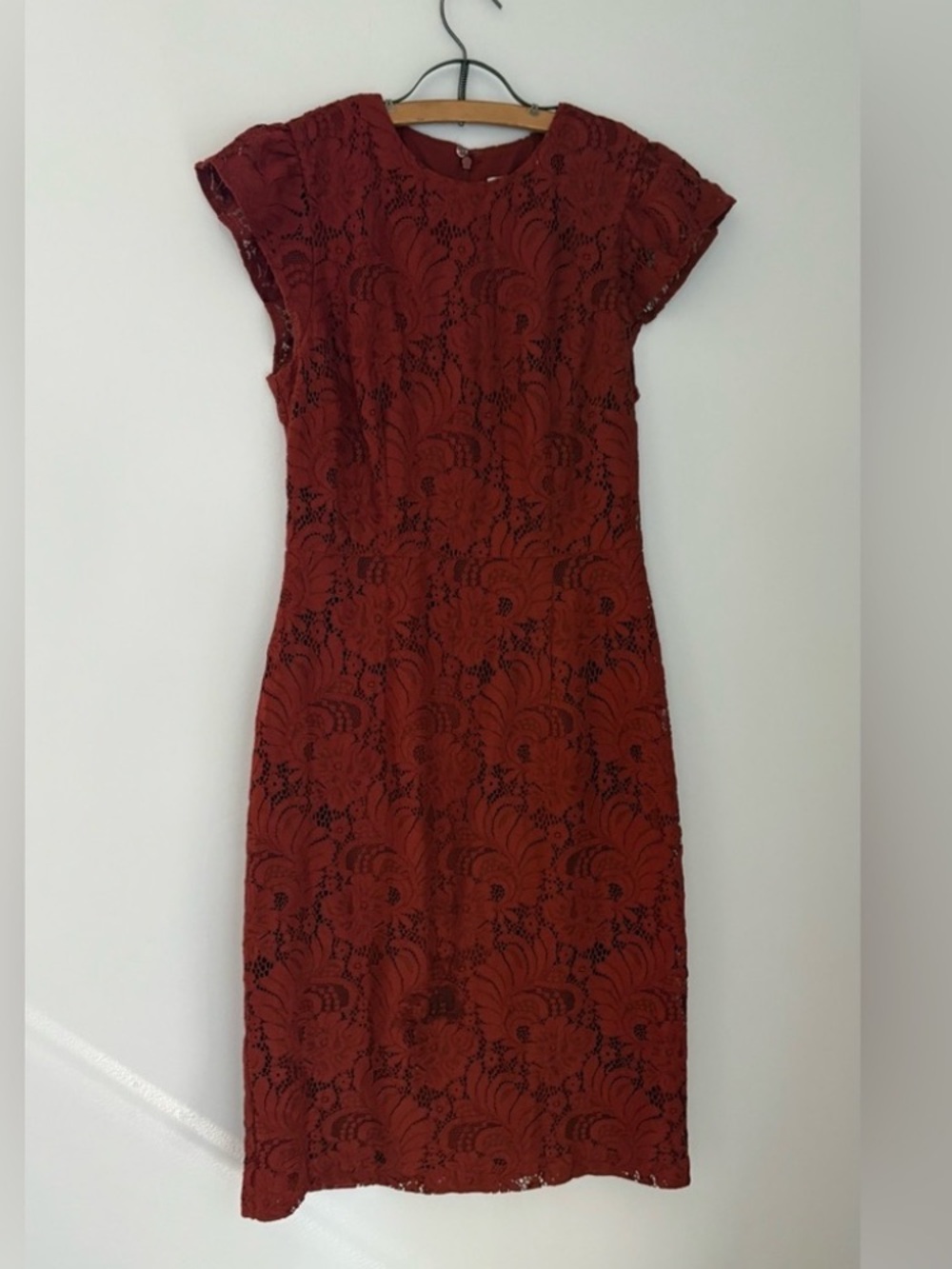 H&M Rust Lace Midi Dress Size 8